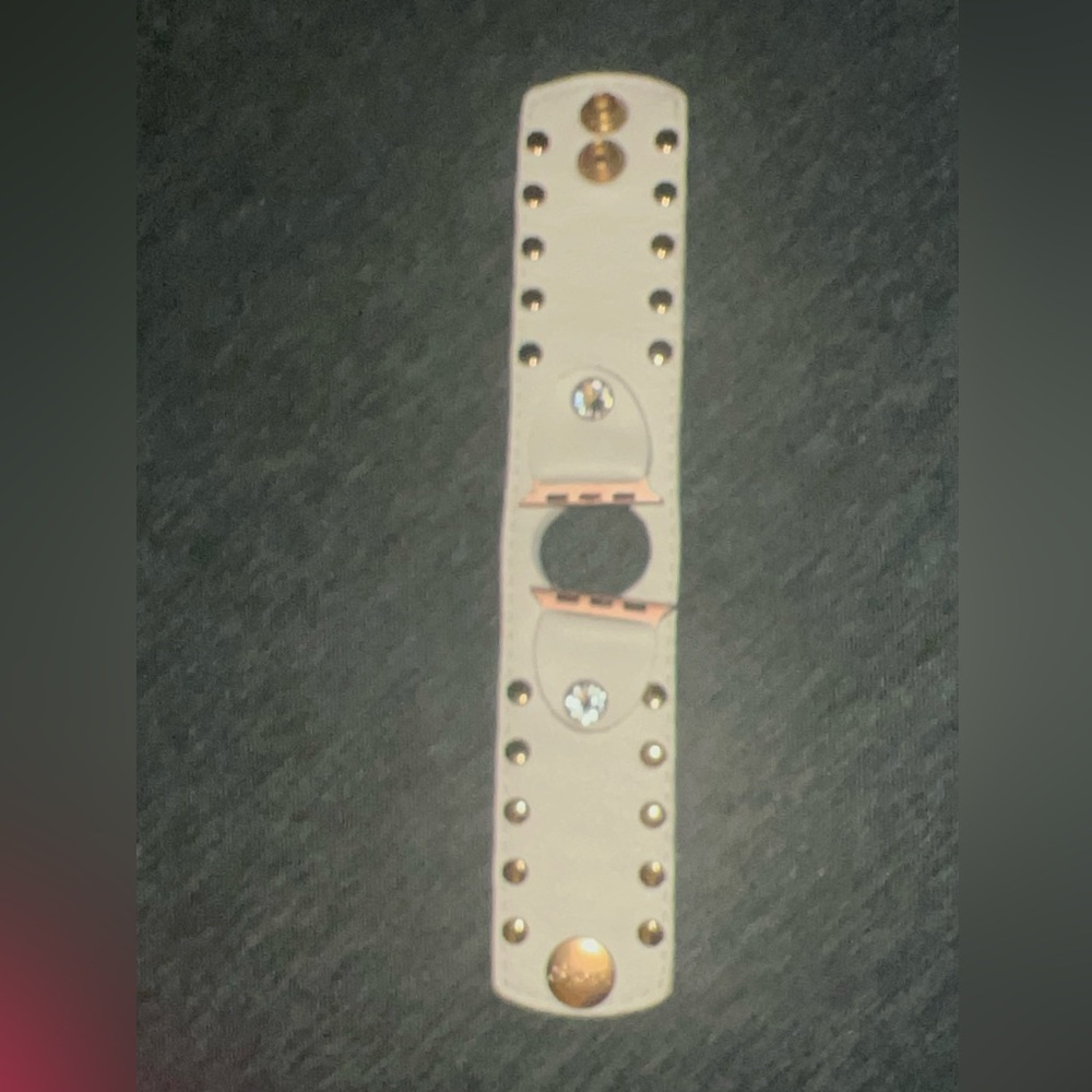 NEW White stud muffin leather cuff Apple Watch band
